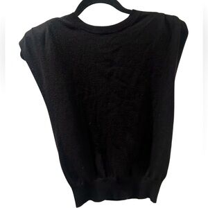 Evereve Shoulder Pad Cap Sleeve Black Sweater Top | Size XS